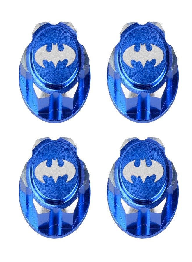 DJX 4PCS Aluminum 17mm bat Hex Wheel Nuts Dustproof Anti-Skid Mount Cap for 1/10 Scale Arrma Losi HSP Redcat 1/8 RC car Truck(Blue) - Image 1